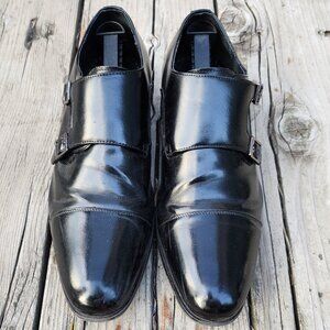 Stacy Adams Monk Strap Loafers, Silver Colored Buckles, Size 10.5